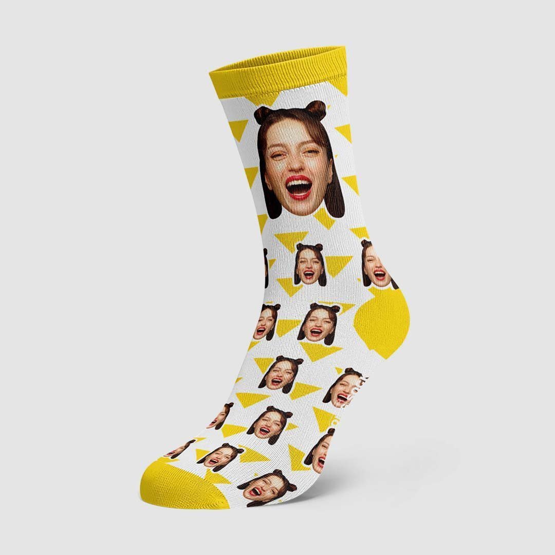 Lightning Striped Face Socks Personalized Photo Socks - PhotoBoxer