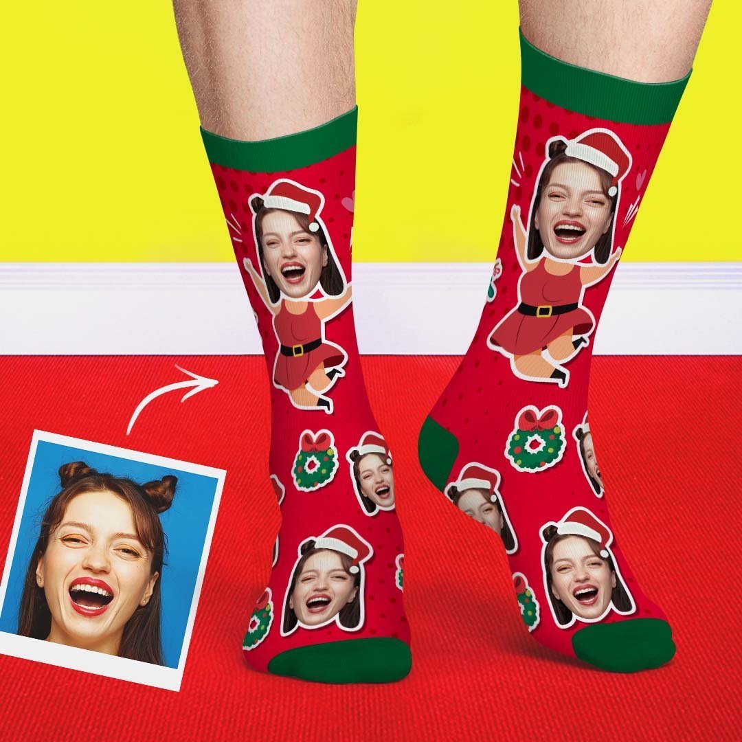 Christmas Custom Socks Face On Santa Claus Women Body - PhotoBoxer