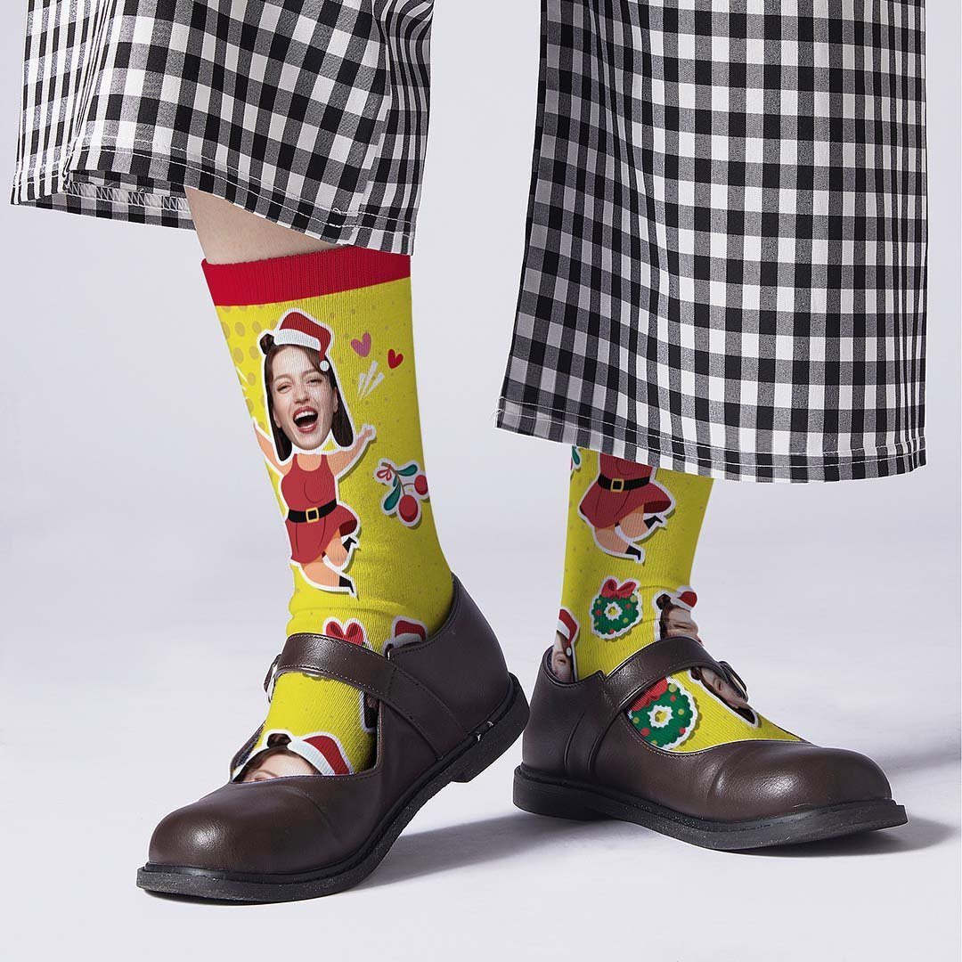 Christmas Custom Socks Face On Santa Claus Body - PhotoBoxer