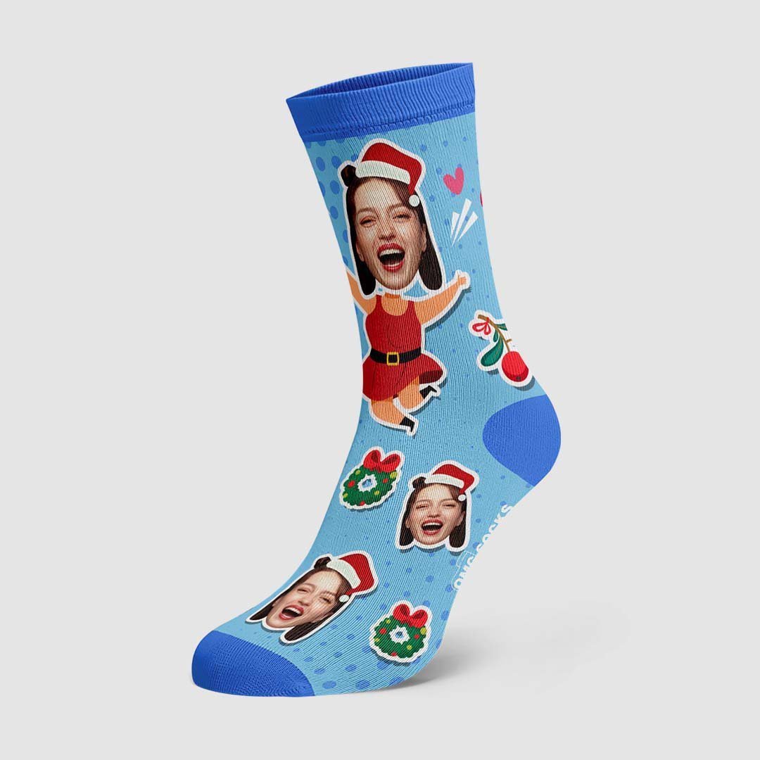 Christmas Custom Socks Face On Santa Claus Women Body - PhotoBoxer