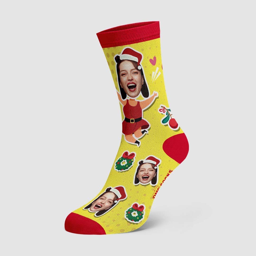 Christmas Custom Socks Face On Santa Claus Women Body - PhotoBoxer
