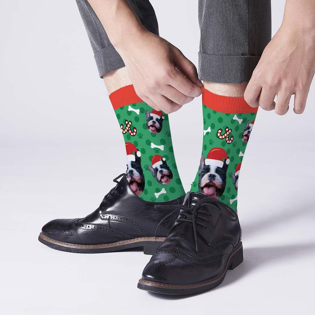 Christmas Dog Face Socks - PhotoBoxer