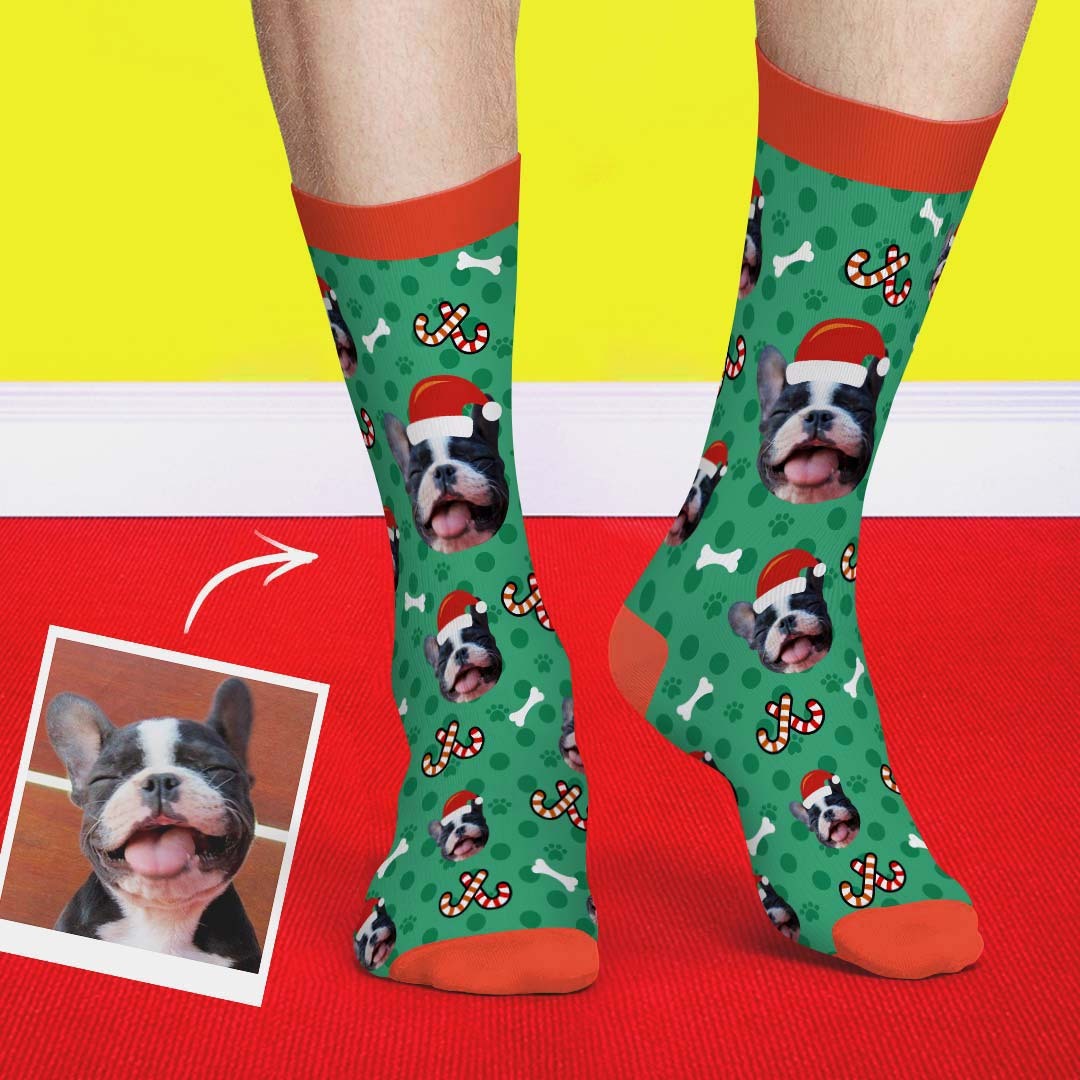Christmas Dog Face Socks - PhotoBoxer