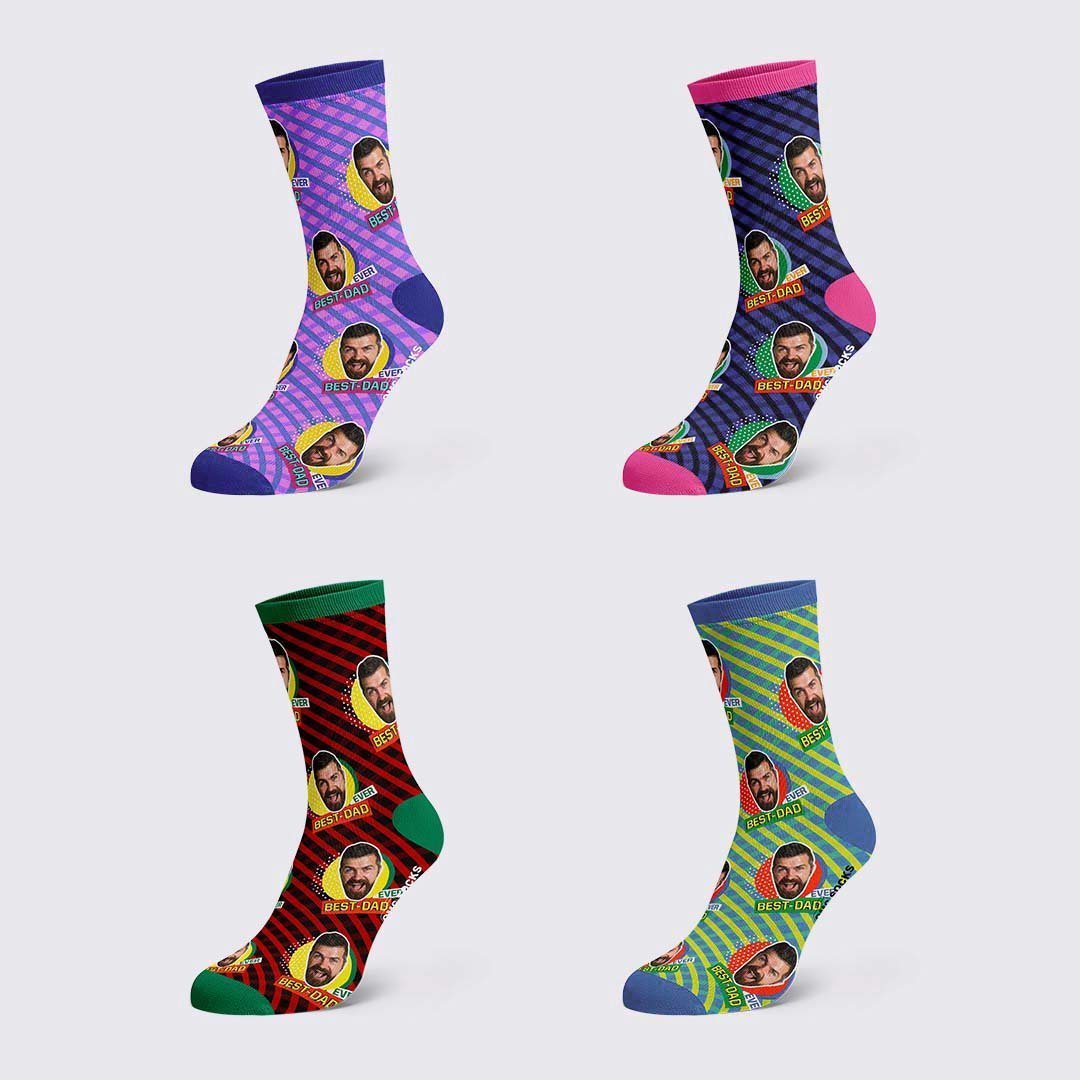 Best Dad Ever Face Socks - PhotoBoxer