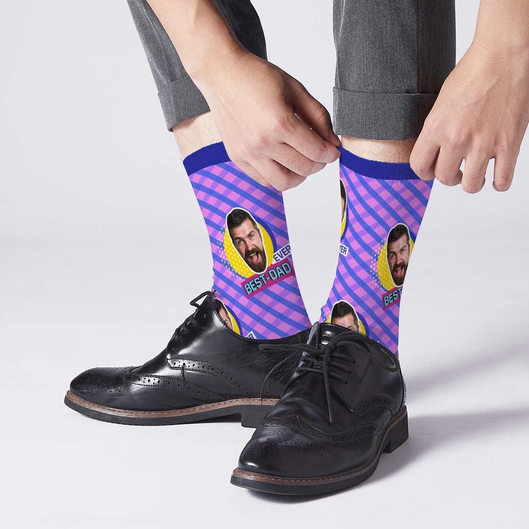 Best Dad Ever Face Socks - PhotoBoxer