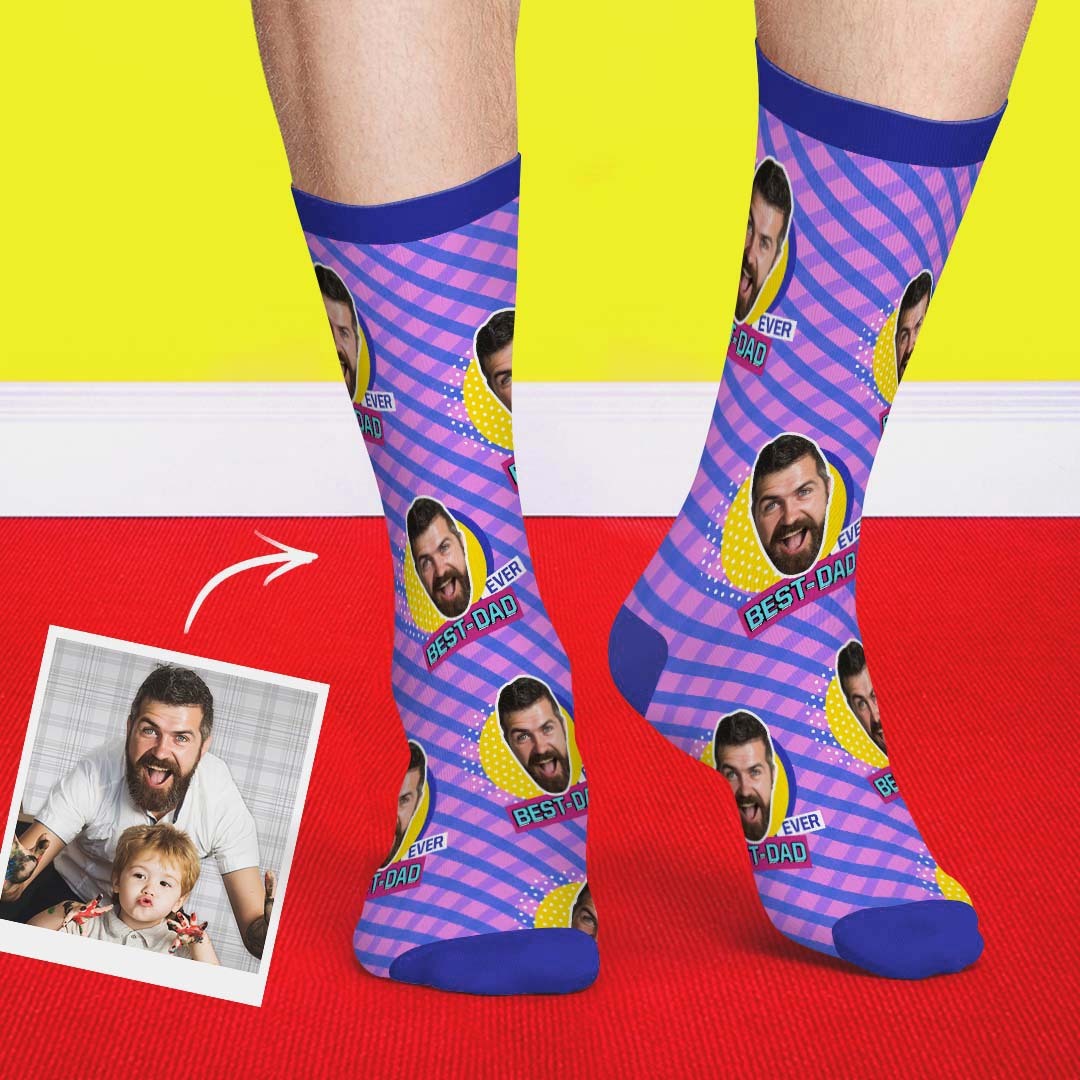 Best Dad Ever Face Socks - PhotoBoxer
