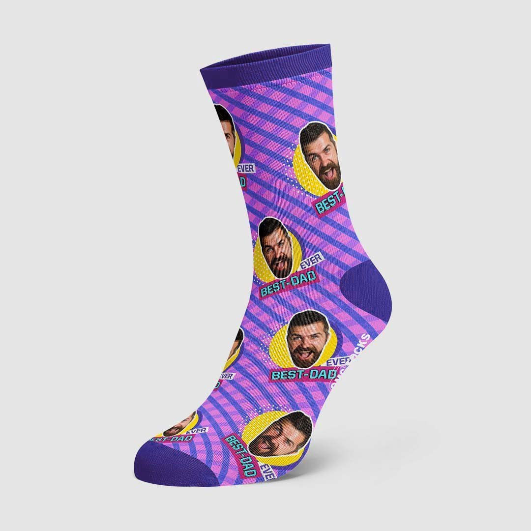 Best Dad Ever Face Socks - PhotoBoxer