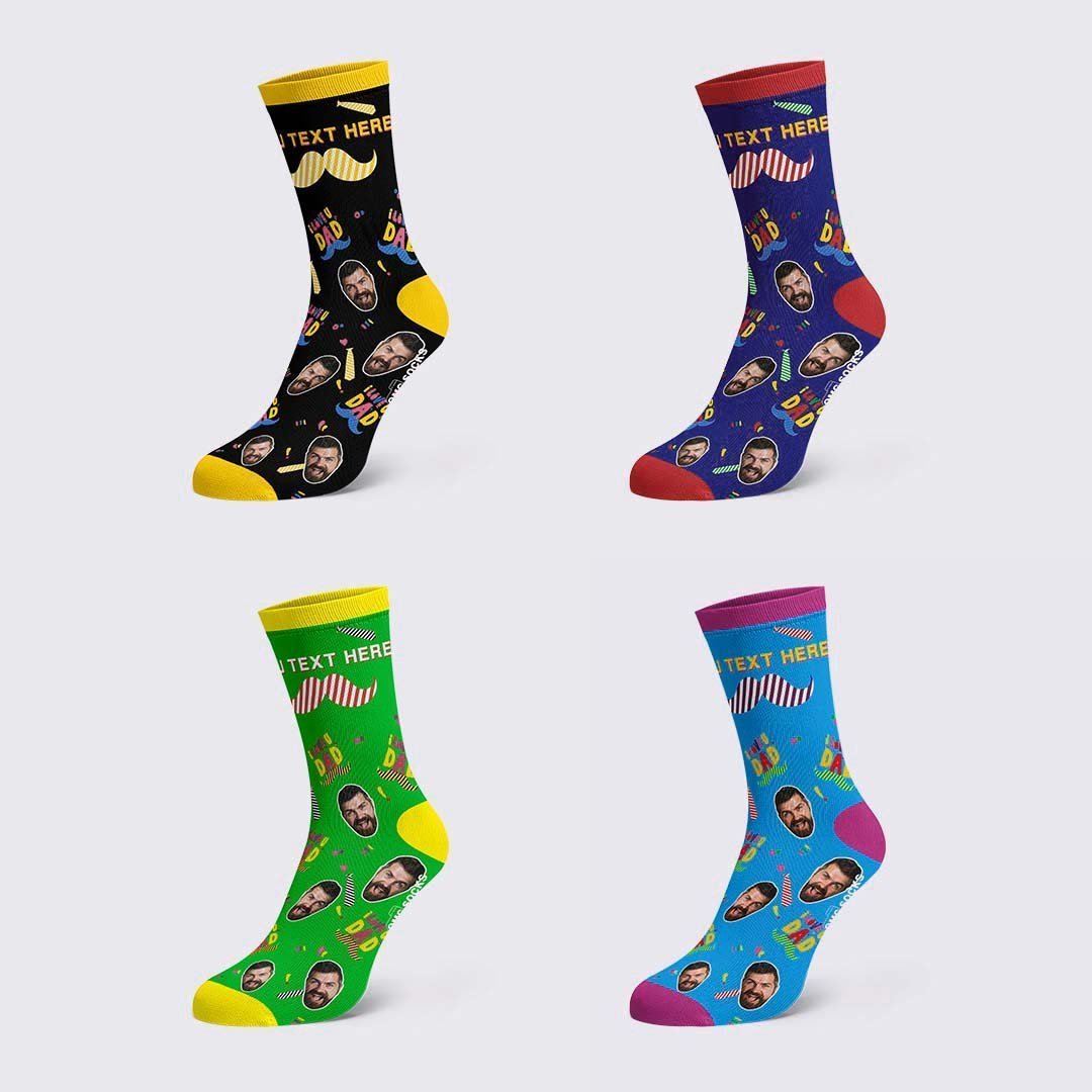 I Love Dad Custom Face Socks Gift - PhotoBoxer