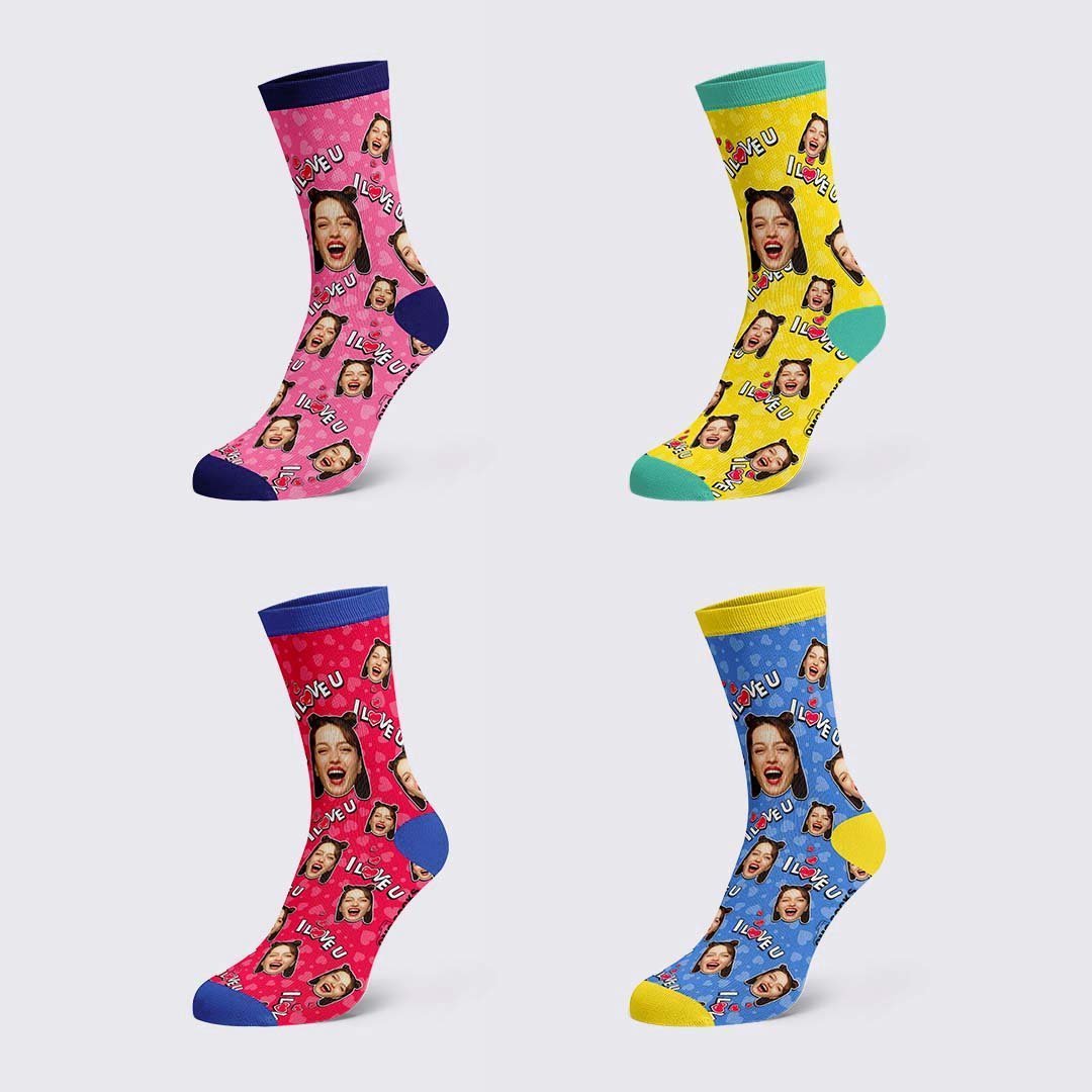 I Love You Face Socks - PhotoBoxer