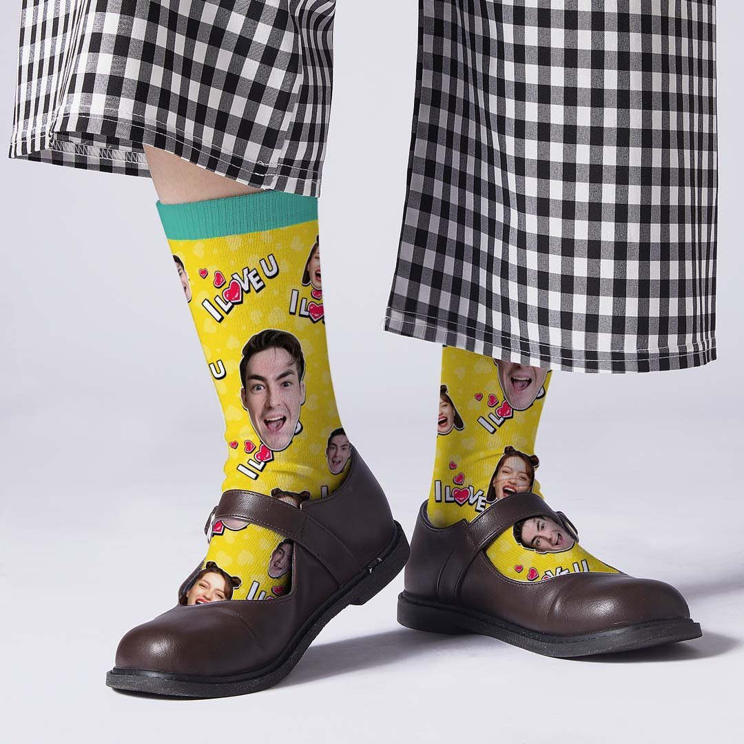 I Love You Face Socks - PhotoBoxer