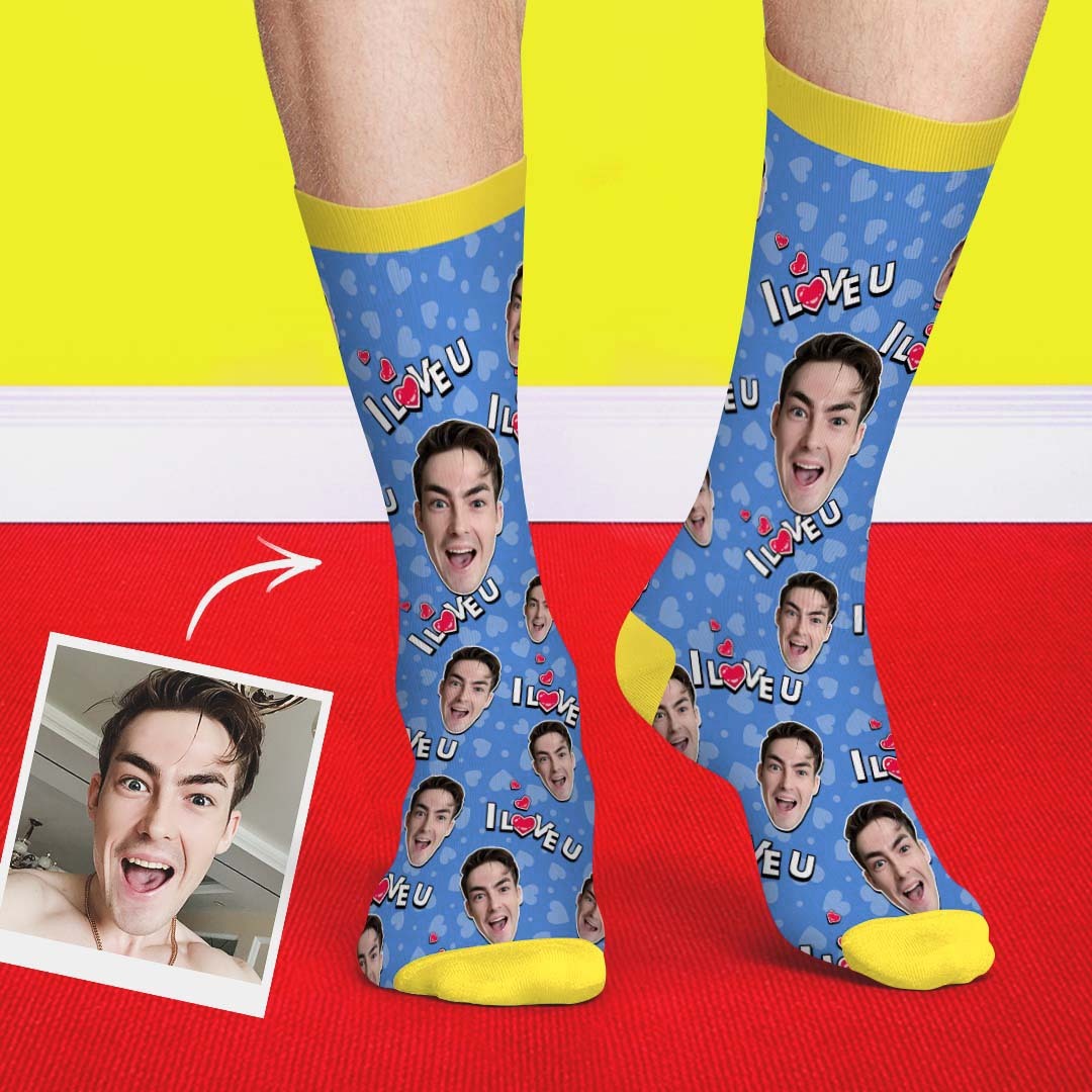I Love You Face Socks - PhotoBoxer