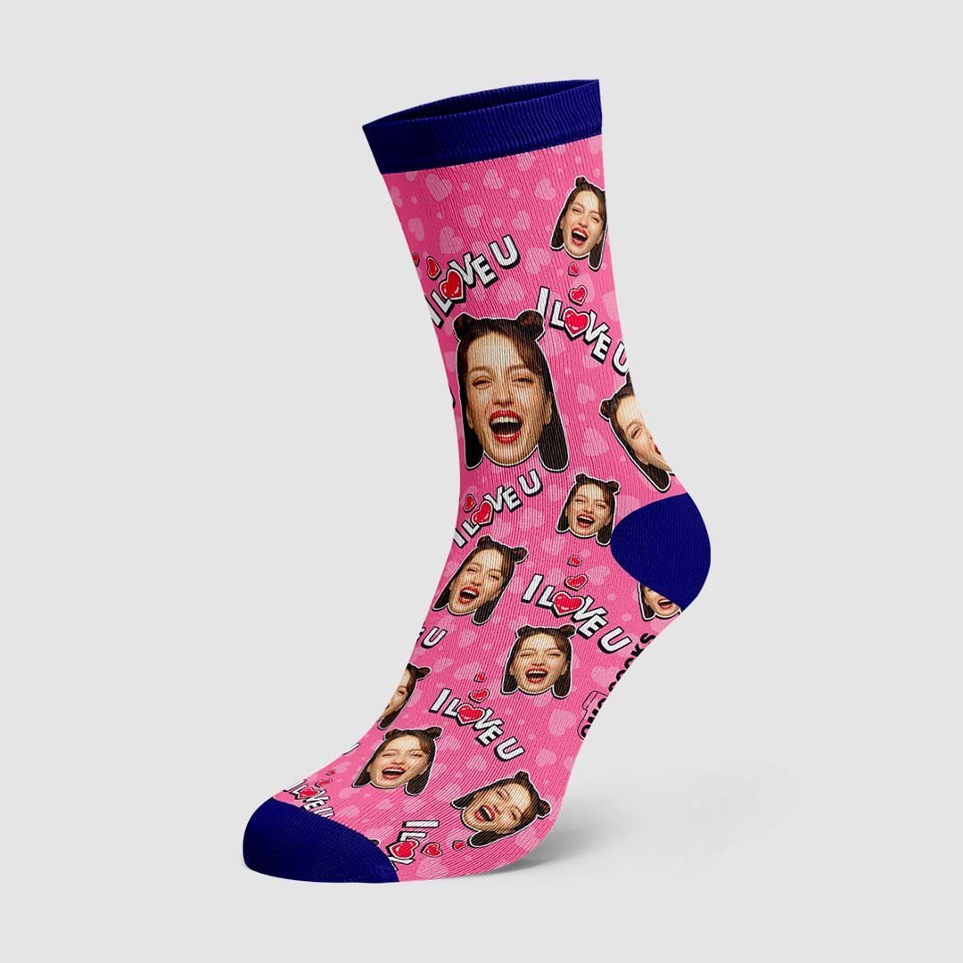 I Love You Face Socks - PhotoBoxer