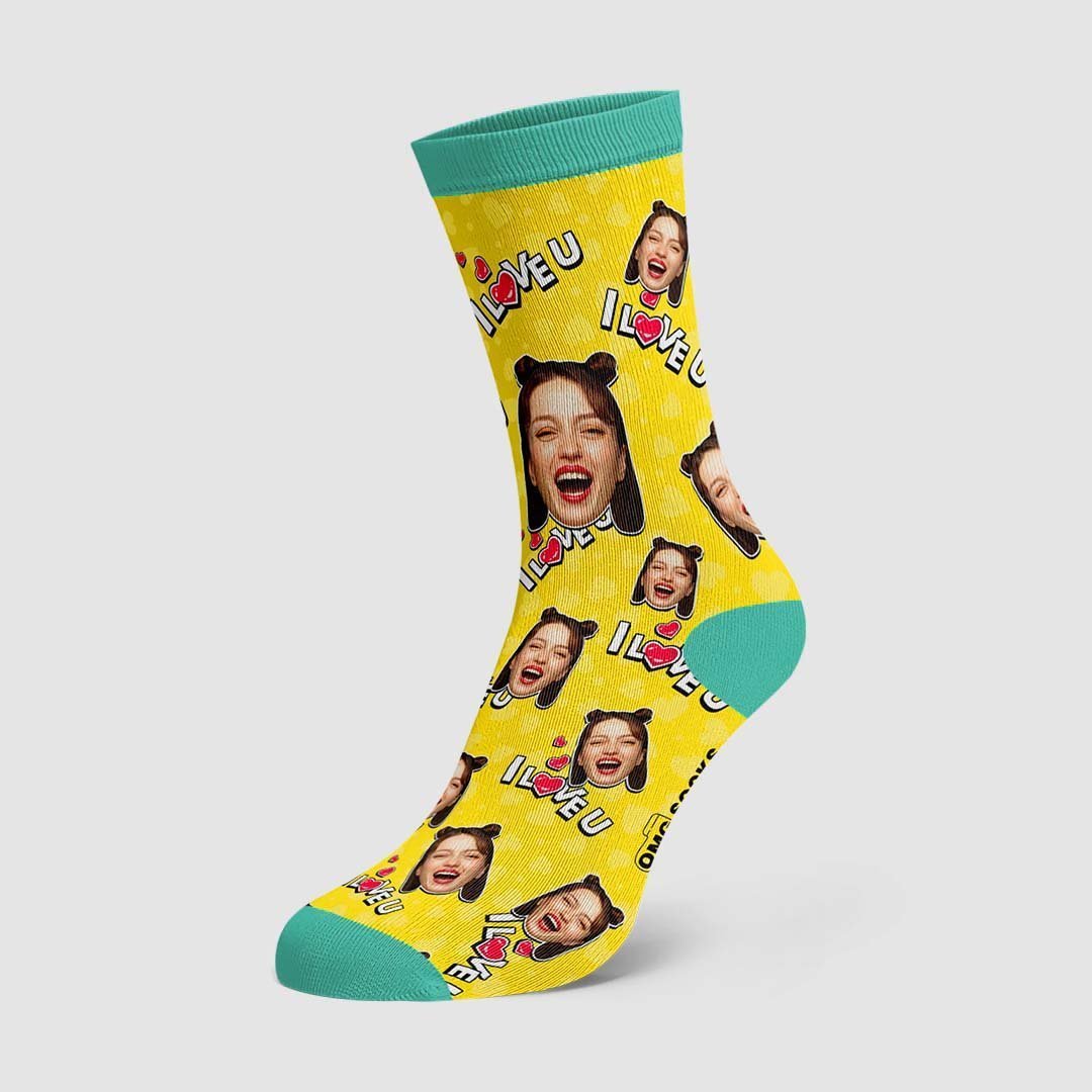 I Love You Face Socks - PhotoBoxer