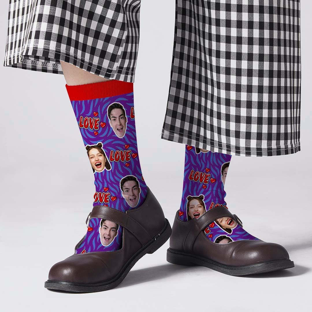 Custom Love Face Socks - PhotoBoxer