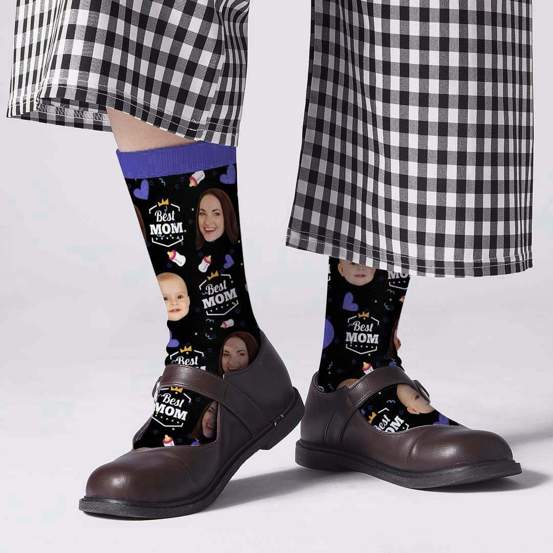 Mother's Day Gift - Best Mom Custom  Face Socks - PhotoBoxer