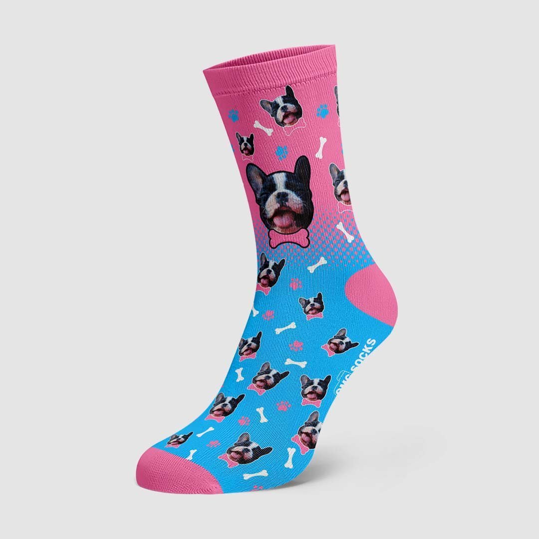 Dog Gradient Color Socks Pet Face On Socks - PhotoBoxer