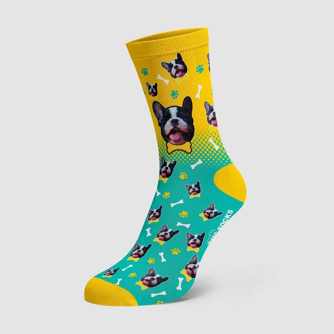 Dog Gradient Color Socks Pet Face On Socks - PhotoBoxer