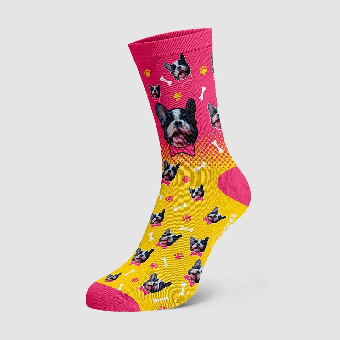 Dog Gradient Color Socks Pet Face On Socks - PhotoBoxer
