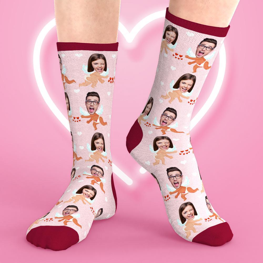 Custom Face Socks Personalized Photo Socks Angel for You - PhotoBoxer