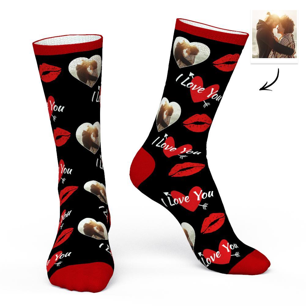 Customized Love Face Socks Photo Socks with Heart Shaped Photo - PhotoBoxer