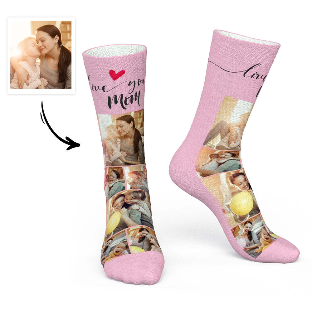Mother's Day Gift - Custom Photo Socks Love You Mom - PhotoBoxer
