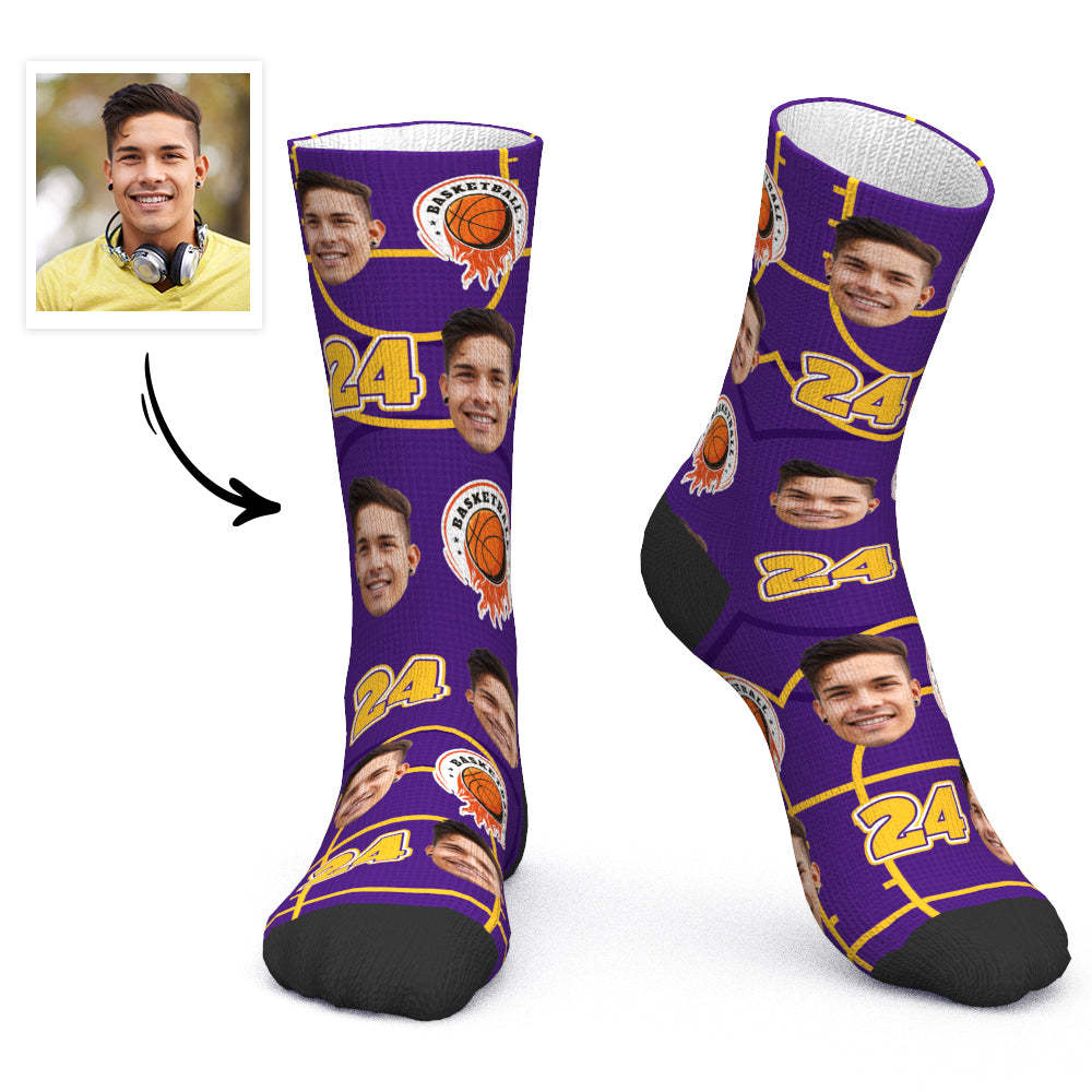 Custom Face Socks Sports Basketball Socks -24 - PhotoBoxer