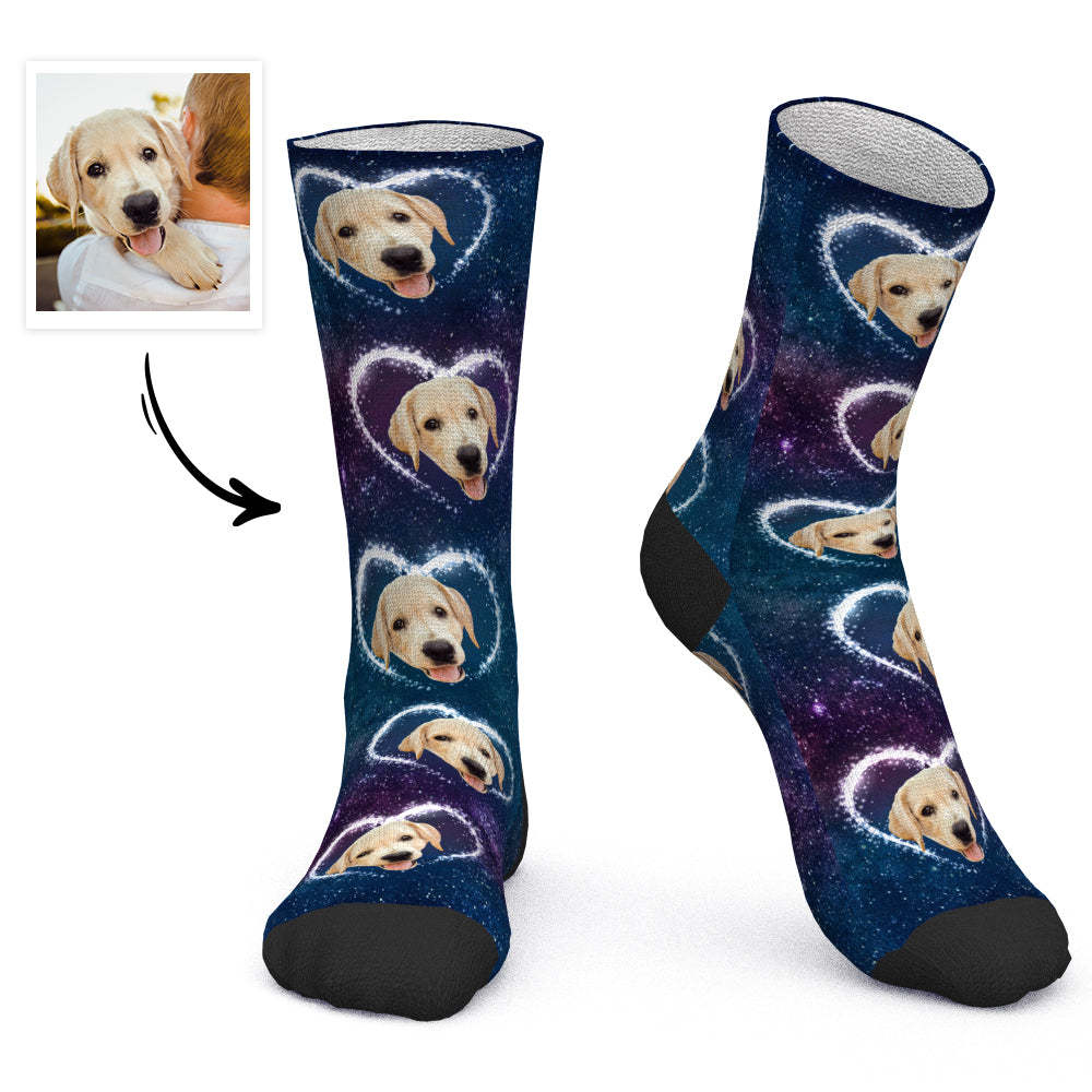 Custom Socks Face Socks Love Galaxy - PhotoBoxer