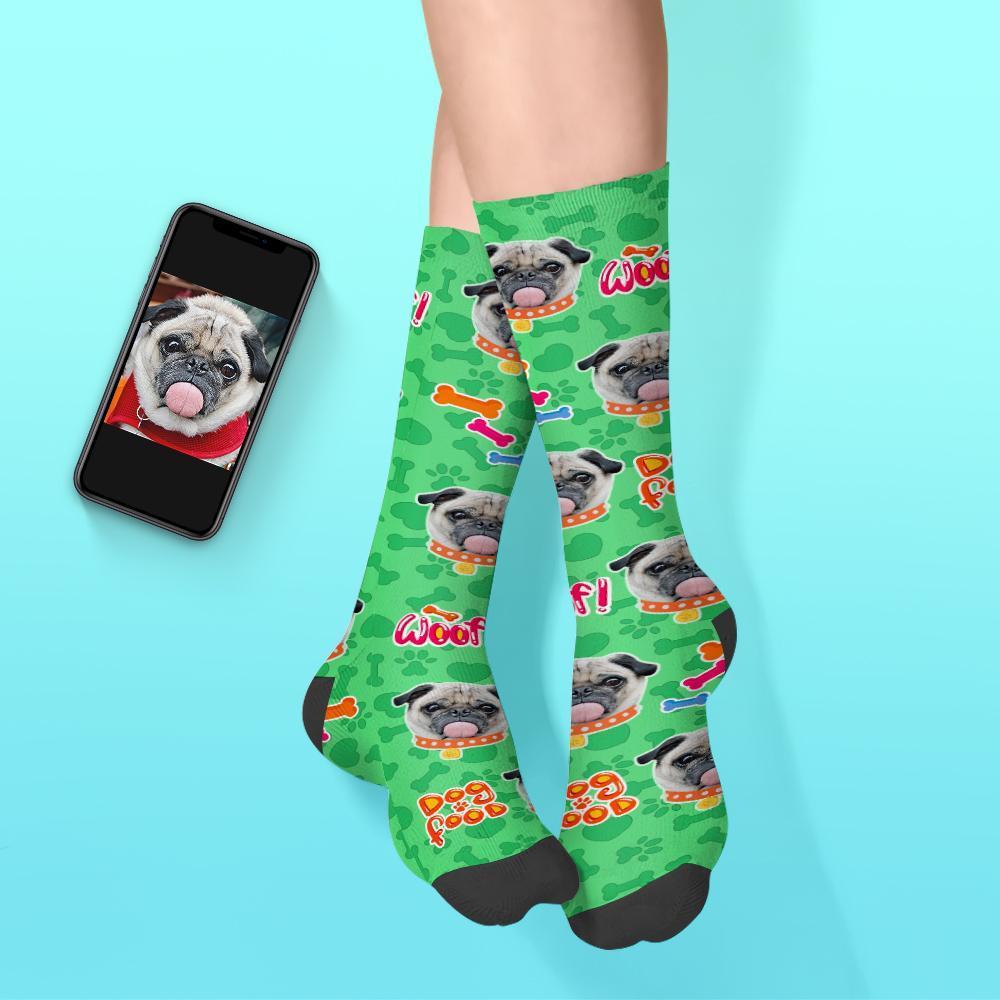Custom Dog Face Sock Personalized Photo Bone Sock - PhotoBoxer