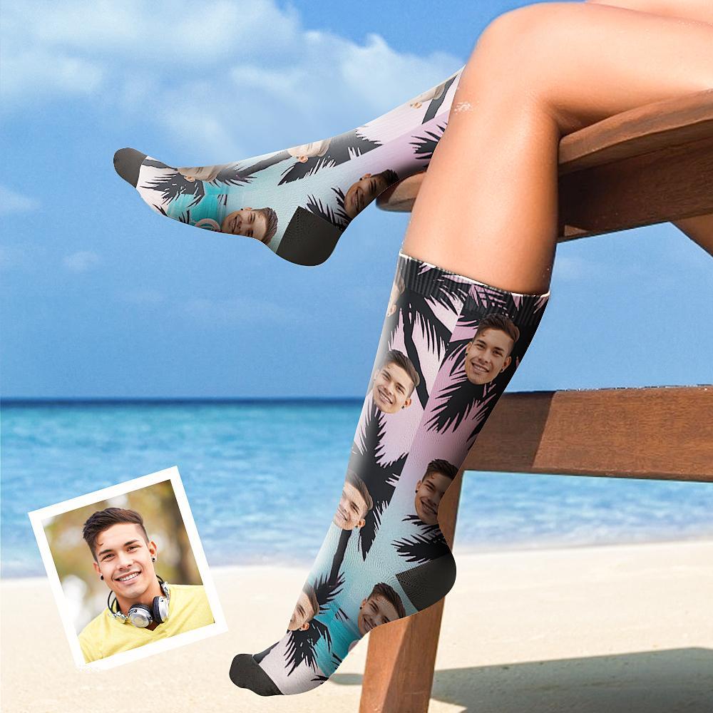 Custom Face On Socks Personalized Photo Socks Best Gifts Idea - Coconut Tree - PhotoBoxer