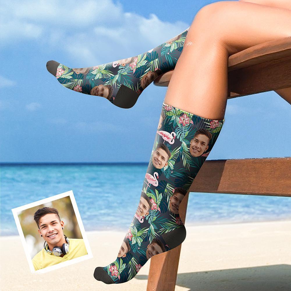 Custom Face On Socks Personalized Photo Socks Best Gifts Idea - Flamingo - PhotoBoxer