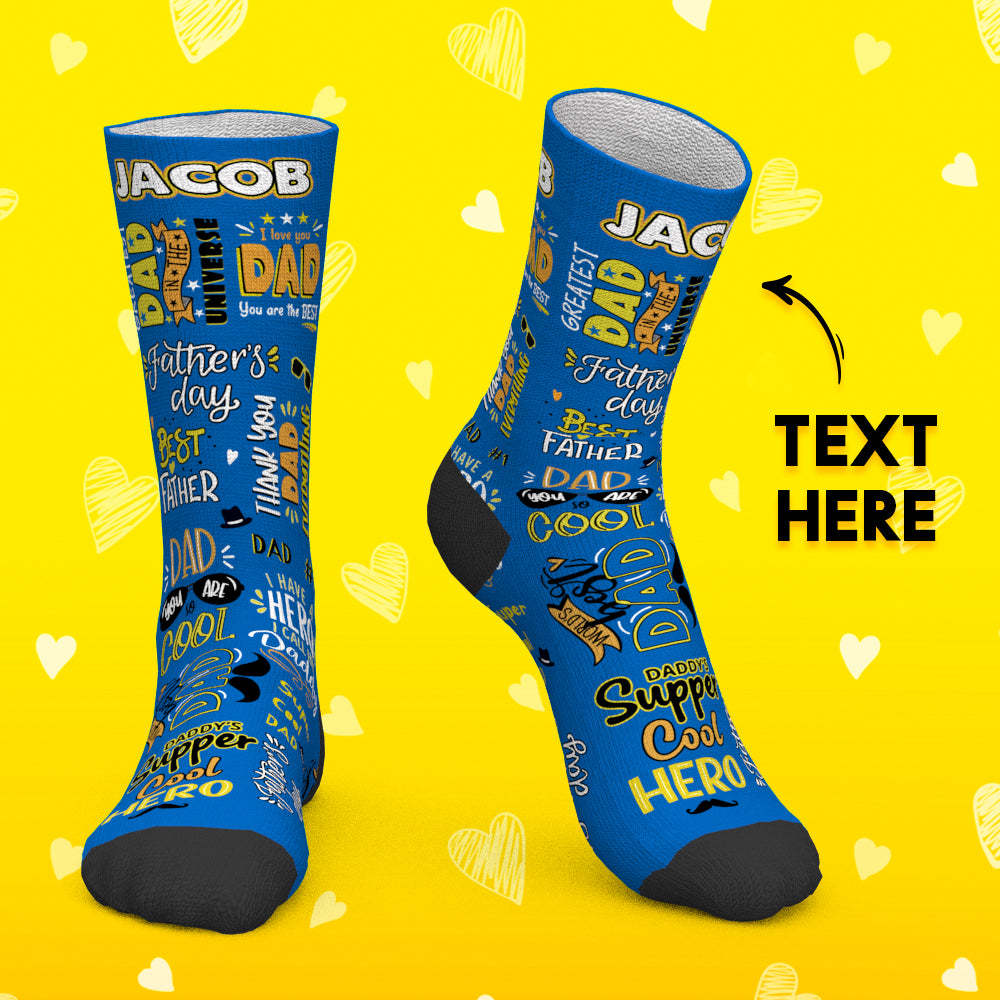 Father's Day Gift Custom Socks Personalized Socks with Text Words of Praise to Dad - PhotoBoxer