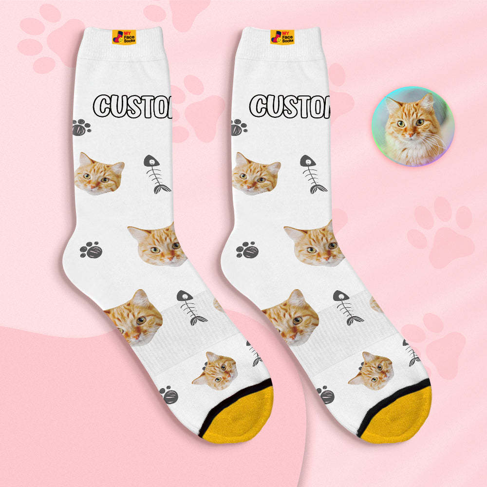 Custom Face Socks Personalized 3D Digital Printed Socks Tie-Dye Pet Face - PhotoBoxer