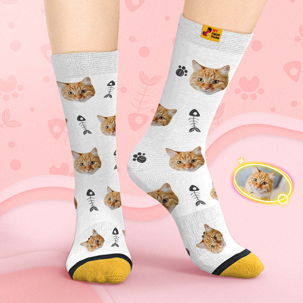 Custom Face Socks Personalized 3D Digital Printed Socks Tie-Dye Pet Face - PhotoBoxer