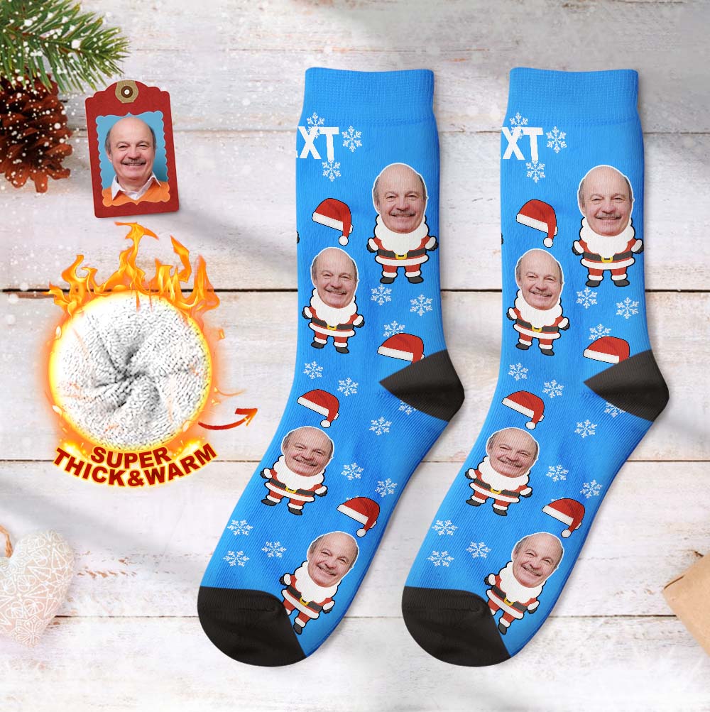 Custom Face Thick Socks 3D Digital Printed Socks Autumn Winter Warm Socks Santa Socks Christmas Gift