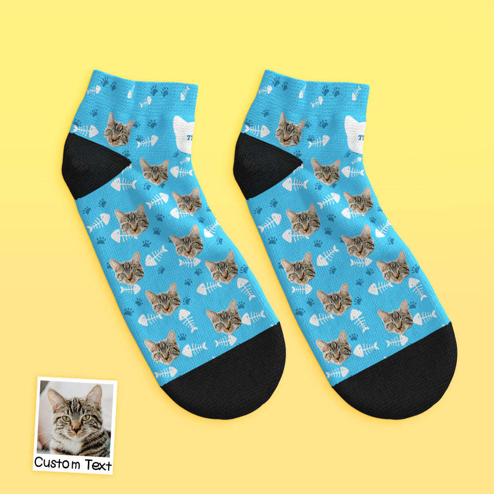 Custom Low Cut Ankle Face Socks Cat - PhotoBoxer