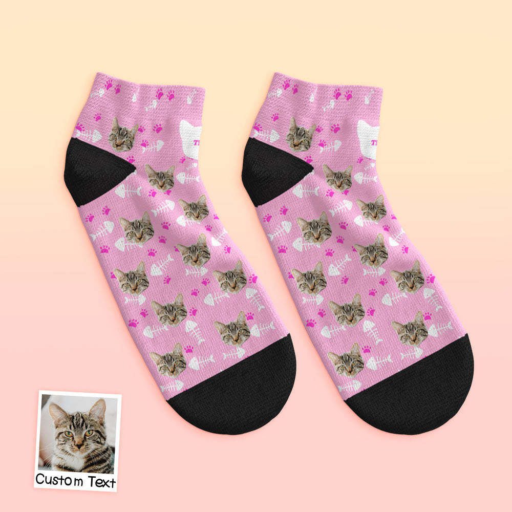Custom Low Cut Ankle Face Socks Cat - PhotoBoxer