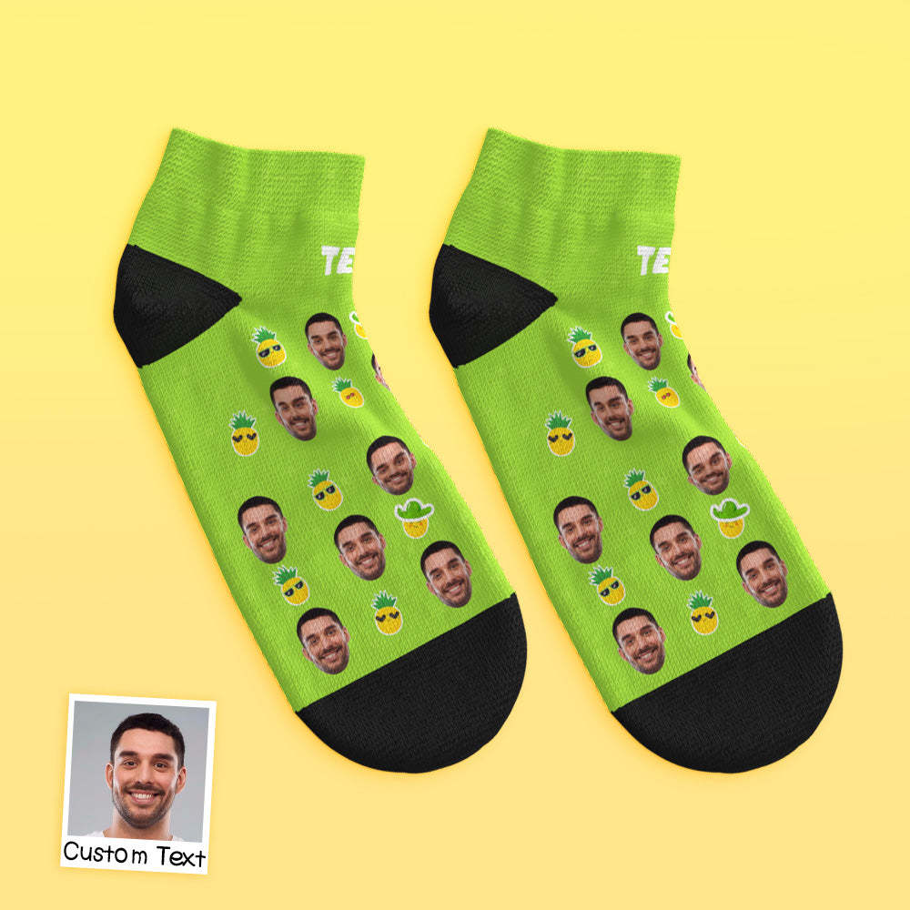 Custom Low Cut Ankle Face Socks Pineapple Funny Face - PhotoBoxer