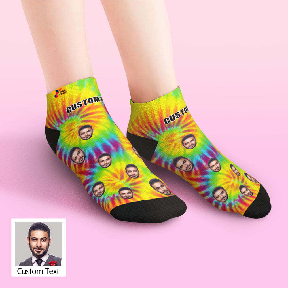Custom Low Cut Ankle Face Socks TIE DYE - PhotoBoxer