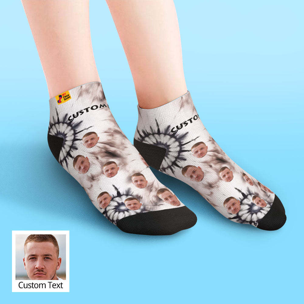Custom Low Cut Ankle Face Socks Ice Dyed - PhotoBoxer