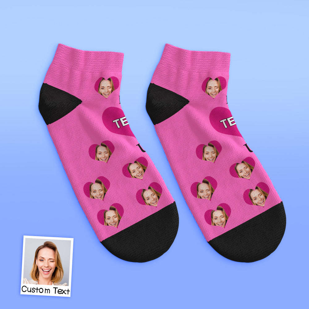 Custom Low Cut Ankle Face Socks I Love Mom - PhotoBoxer