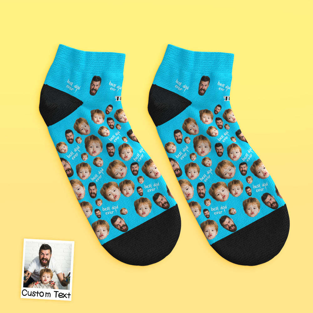 Custom Low Cut Ankle Face Socks To The Best Dad - PhotoBoxer