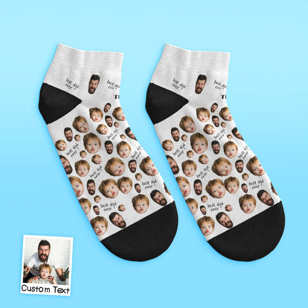 Custom Low Cut Ankle Face Socks To The Best Dad - PhotoBoxer