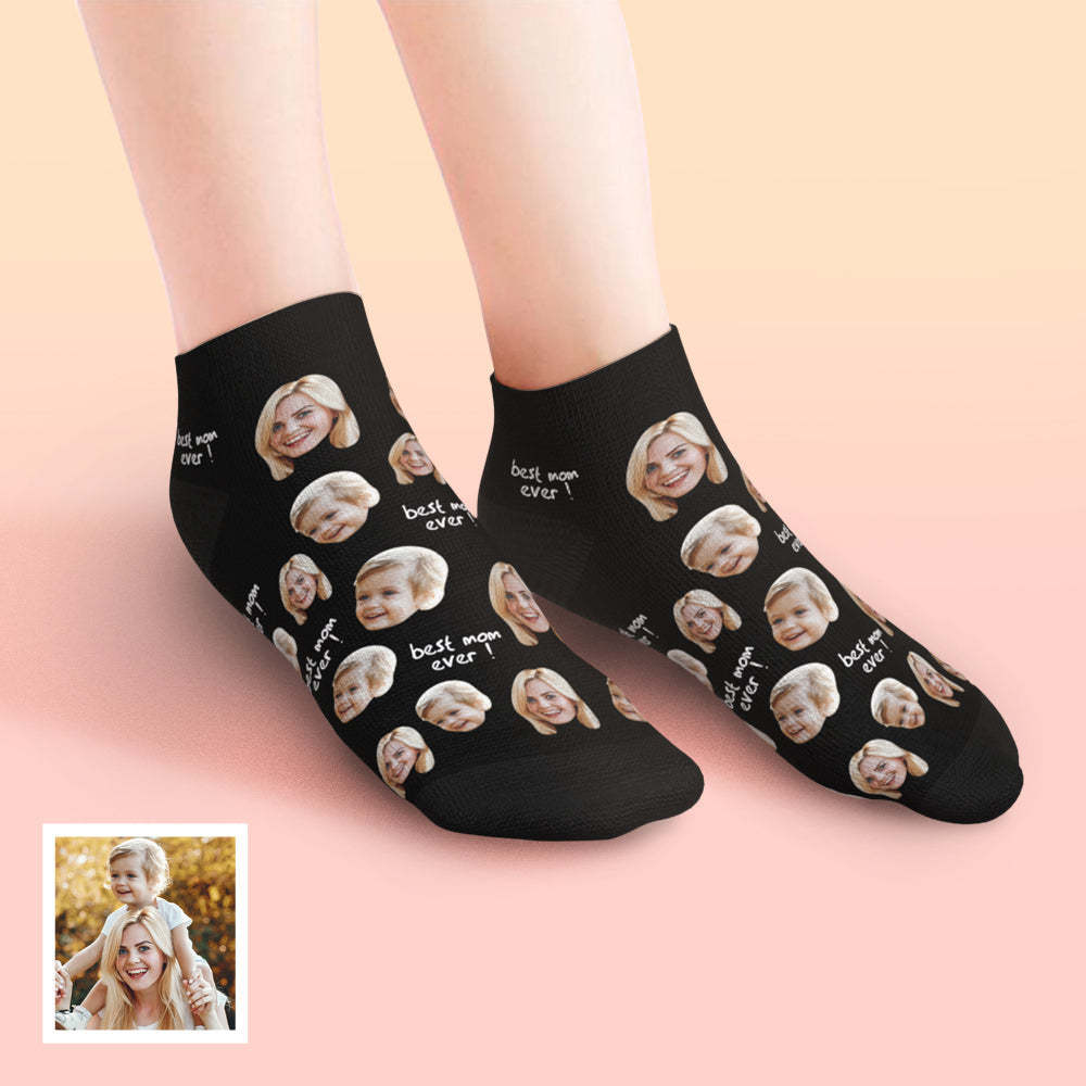 Custom Low Cut Ankle Face Socks For Mother Best Mom Ever - PhotoBoxer
