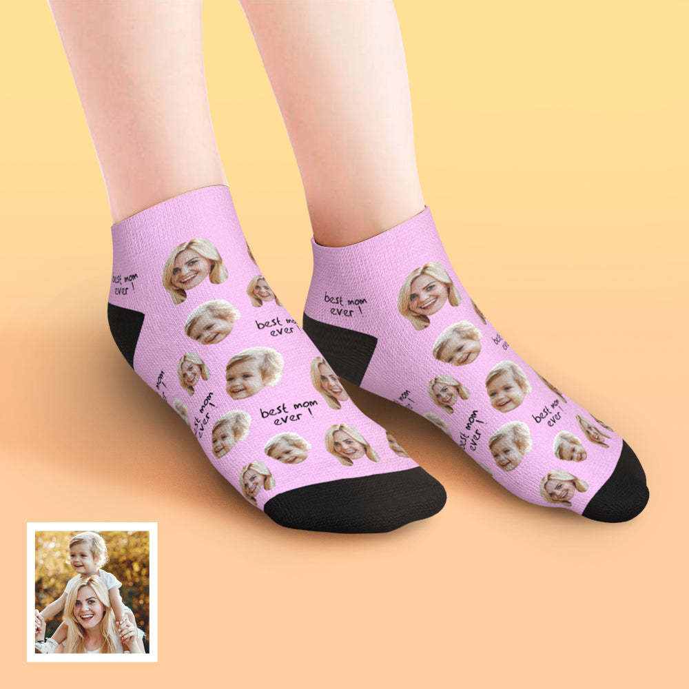 Custom Low Cut Ankle Face Socks For Mother Best Mom Ever - PhotoBoxer
