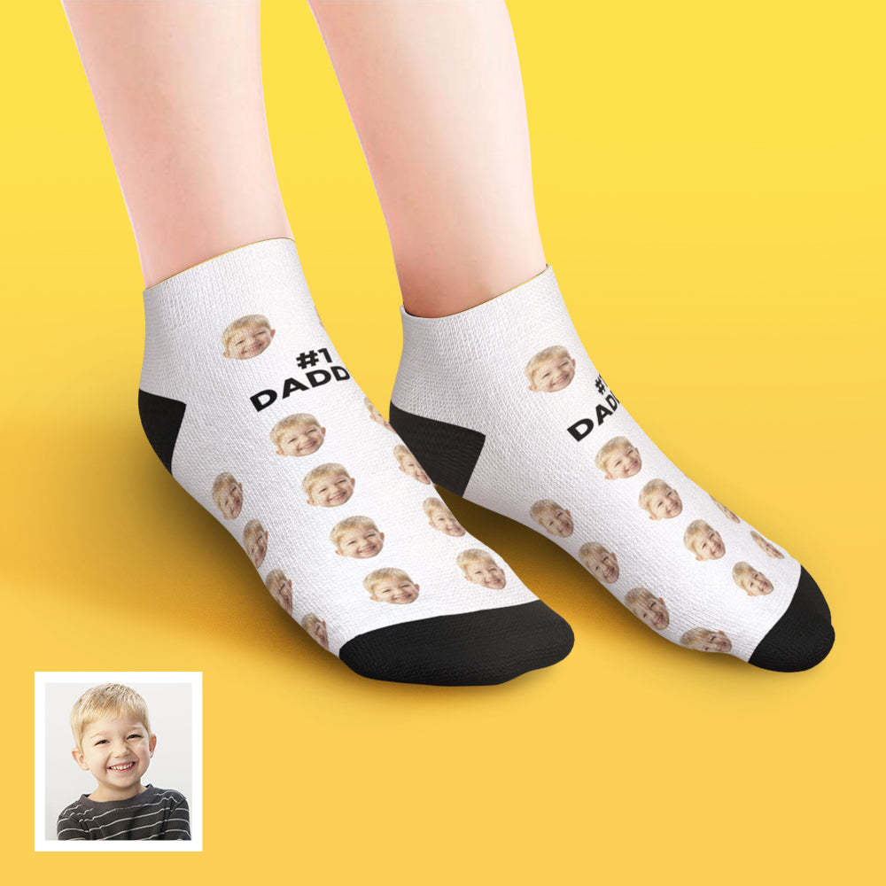 Custom Low Cut Ankle Face Socks For Dad #1 Daddy - PhotoBoxer