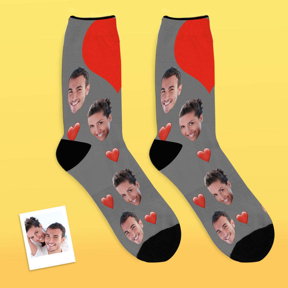 Custom Photo Love Face Socks Gift For Lover - PhotoBoxer