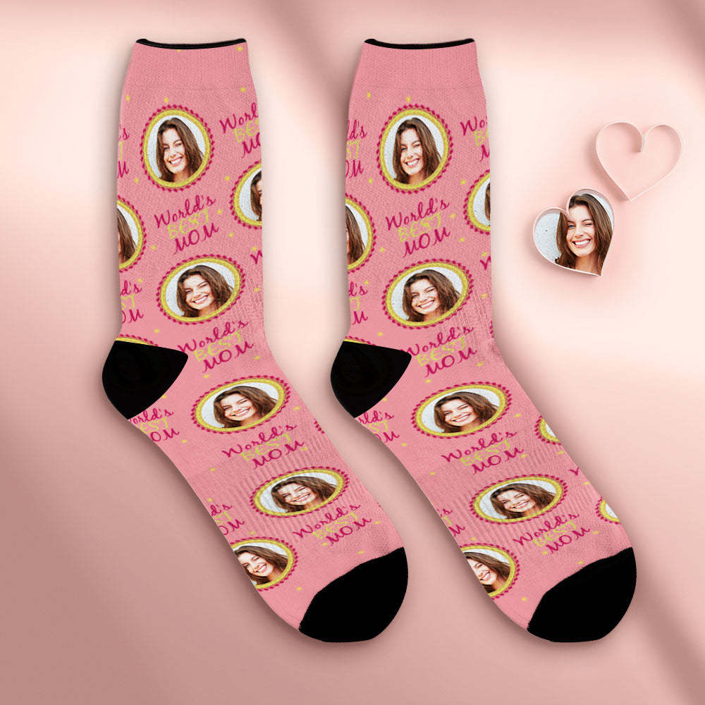 Custom Breathable Face Socks Personalized Soft Socks Mother's Day Gifts World's Best Mom - PhotoBoxer