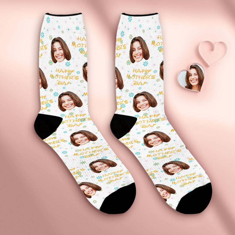 Custom Breathable Face Socks Personalized Soft Socks Gifts For Mom Happy Mother's Day - PhotoBoxer