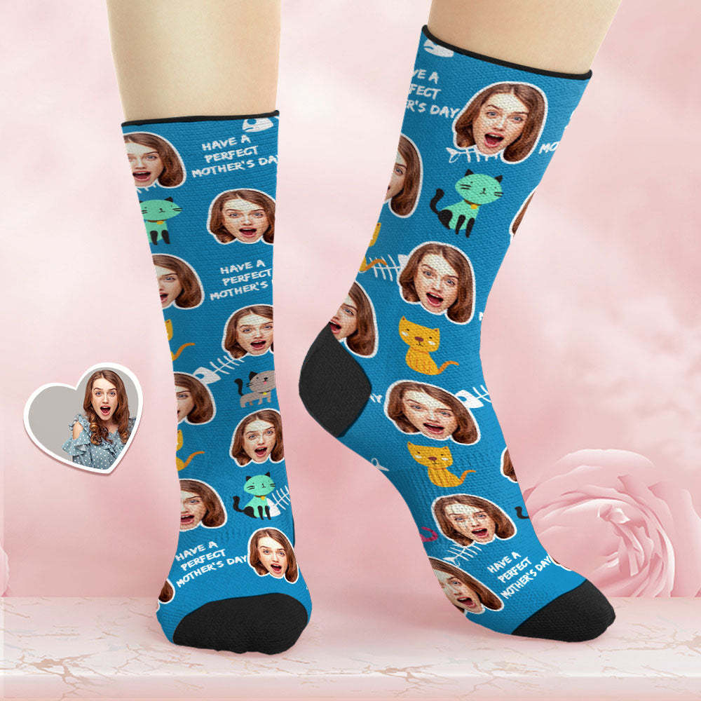 Custom Breathable Face Socks Personalized Soft Socks Gifts For Mom Have a Perfect Mother's Day - PhotoBoxer