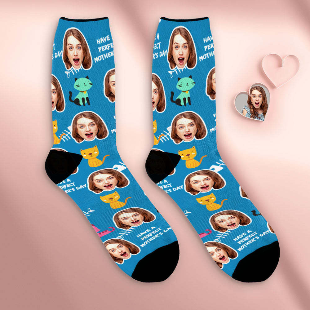 Custom Breathable Face Socks Personalized Soft Socks Gifts For Mom Have a Perfect Mother's Day - PhotoBoxer